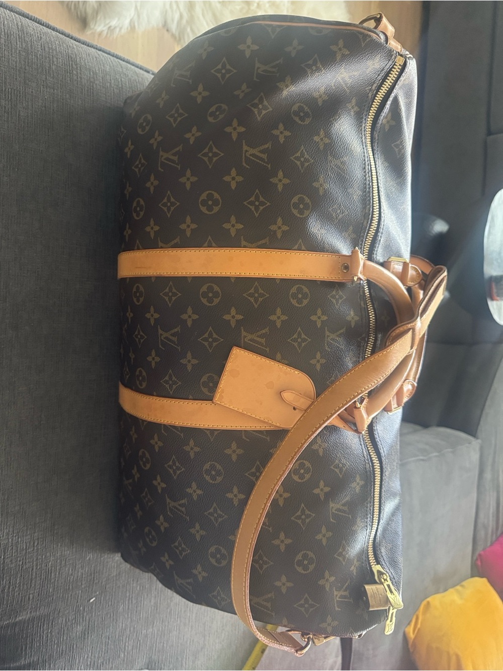 Authentic Louis Vuitton Brown Monogram Keepall Duffle Bag 55